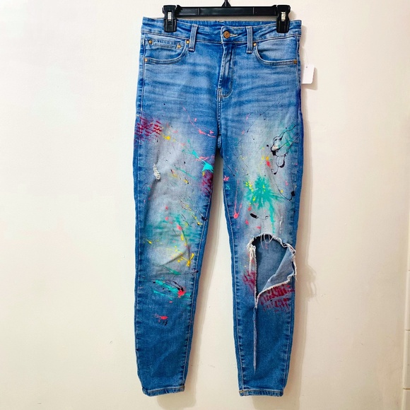 Hand-painted jeans. Size M-L - Picture 1 of 5